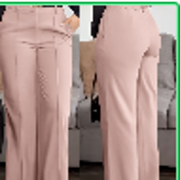 Women's Solid Colour Pocket Zipper Suit Pants — Slimming Professional Straight-Leg Work Trousers in Pink