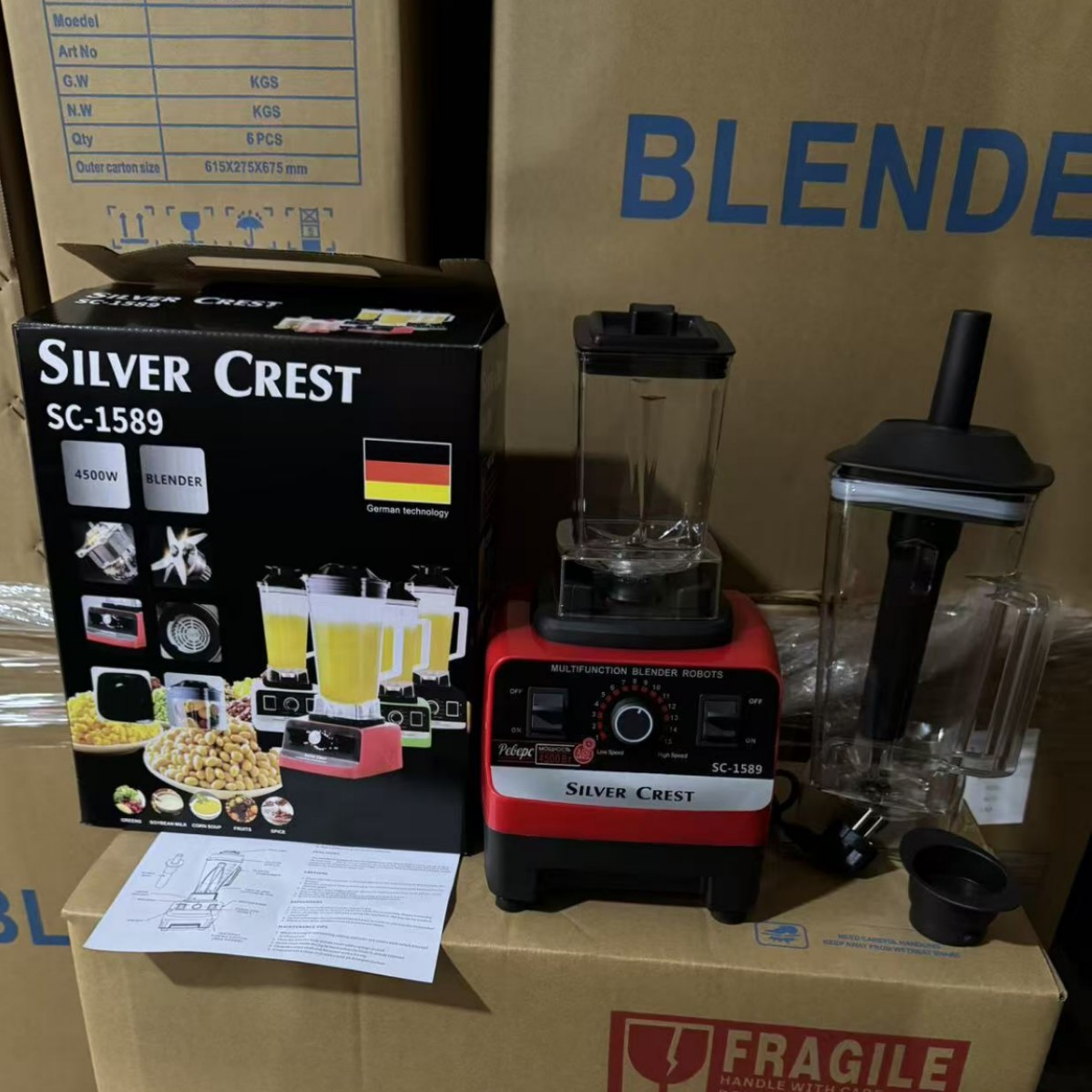 In-Stock Supply of Foreign Trade Blenders, Fruit Juicers, Multi-Purpose Food Processors, Custom-Made High-Speed Blenders in Red SC-1589 (4500W boxed set)