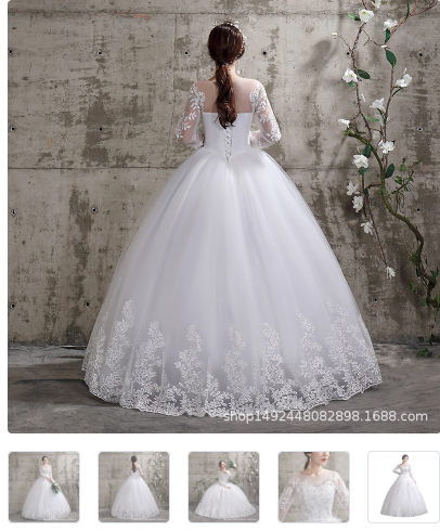 Suzhou Wedding Dress Bride Sleeves Wedding Wedding Dress Slimming Large Size Simple Tiger Hill Korean-style African Foreign Trade Real Shot