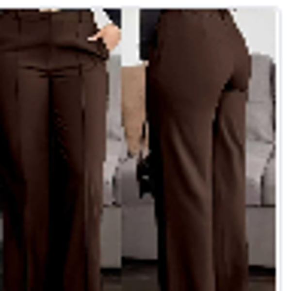 Women's Solid Colour Pocket Zipper Suit Pants — Slimming Professional Straight-Leg Work Trousers in Dark Brown