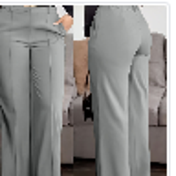 Women's Solid Colour Pocket Zipper Suit Pants — Slimming Professional Straight-Leg Work Trousers in Gray