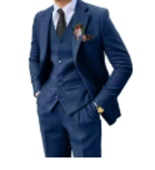 Men's 3-Piece Suit — Blazer, Vest & Trousers (Slim Fit Business & Wedding Suit) in Navy blue suit + vest + trousers