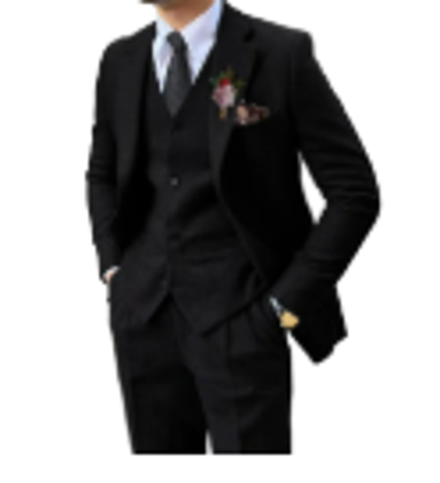 Men's 3-Piece Suit — Blazer, Vest & Trousers (Slim Fit Business & Wedding Suit) in Black suit + vest + trousers