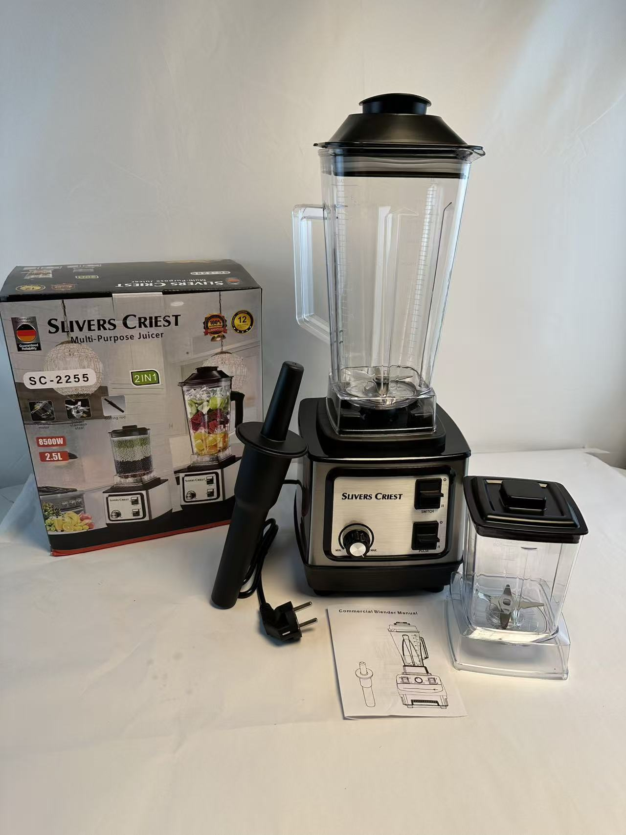In-Stock Supply of Foreign Trade Blenders, Fruit Juicers, Multi-Purpose Food Processors, Custom-Made High-Speed Blenders in Black SC-2255 2-in-1 (8500W, 2.5L)