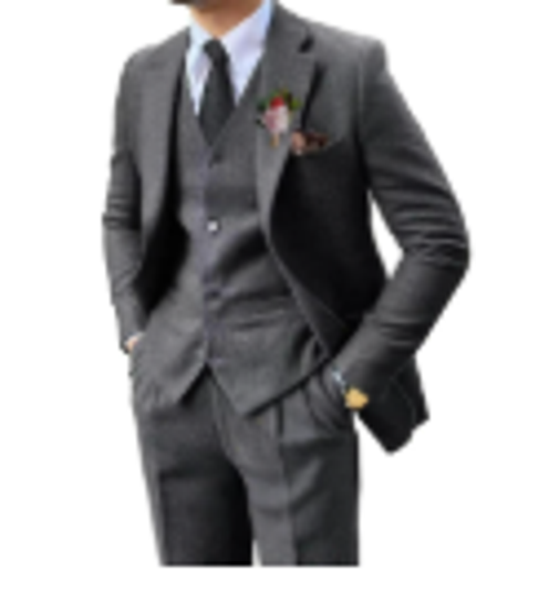 Men's 3-Piece Suit — Blazer, Vest & Trousers (Slim Fit Business & Wedding Suit) in Gray suit + vest + trousers